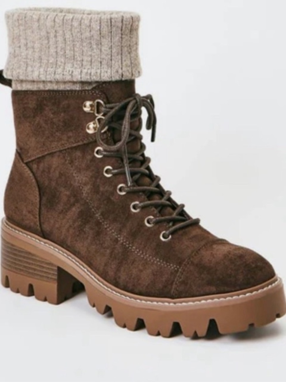 JustFab Women Boots Cold Madrid Color Brown CUBB /OATMEAL Size US 7.5 - Picture 2 of 8